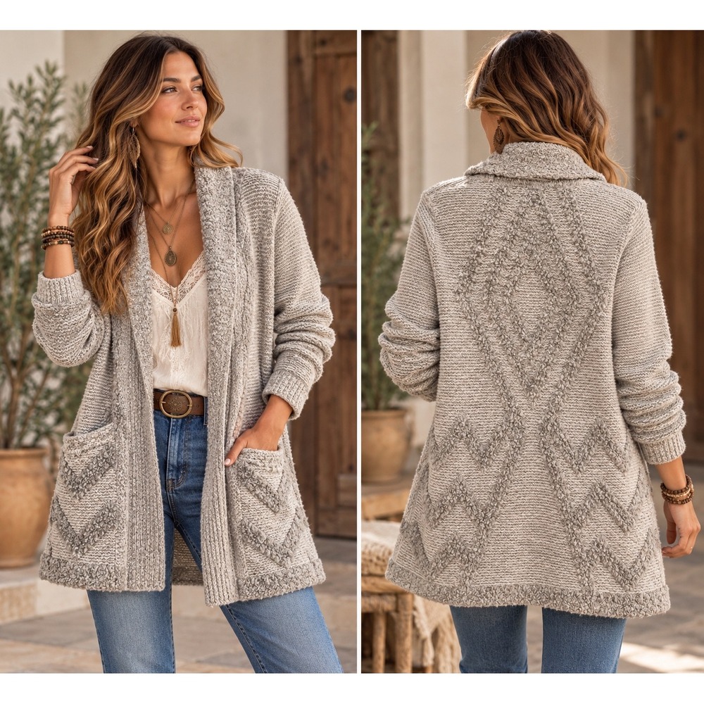 Anthropologie Angel of the North Equinox Wool Blend Cardigan Boho Cottagecore  S